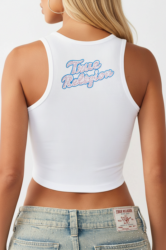 TRUE RELIGION Crystal Sporty Ribbed Tank Top