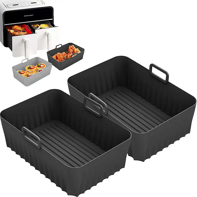 Food Safe Silicone Pot Non Stick BPA Free Rectangle Air Fryer Liners For Ninja Dual