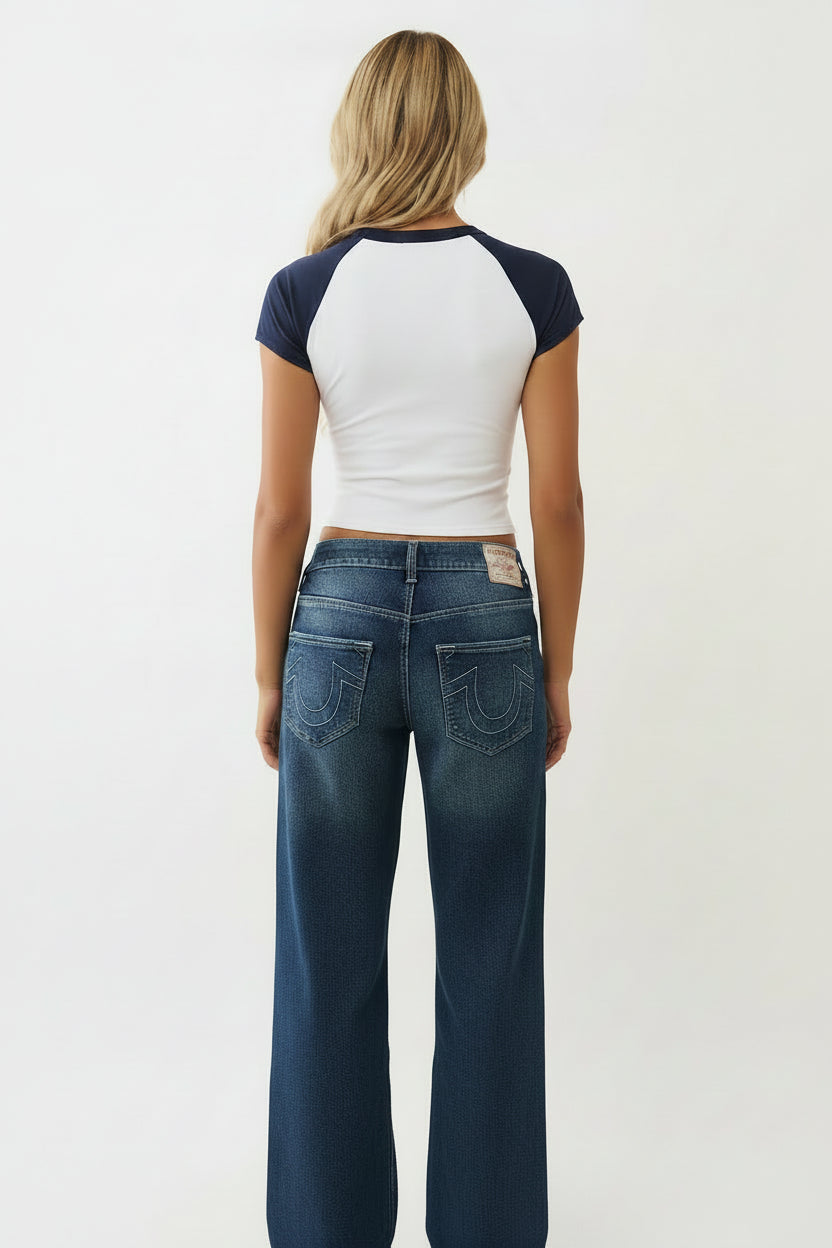 TRUE RELIGION Horseshoe Notch Raglan Tee