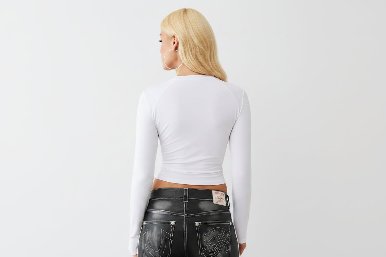 TRUE RELIGION Crystal Side Ruched Baby Long Sleeve Tee