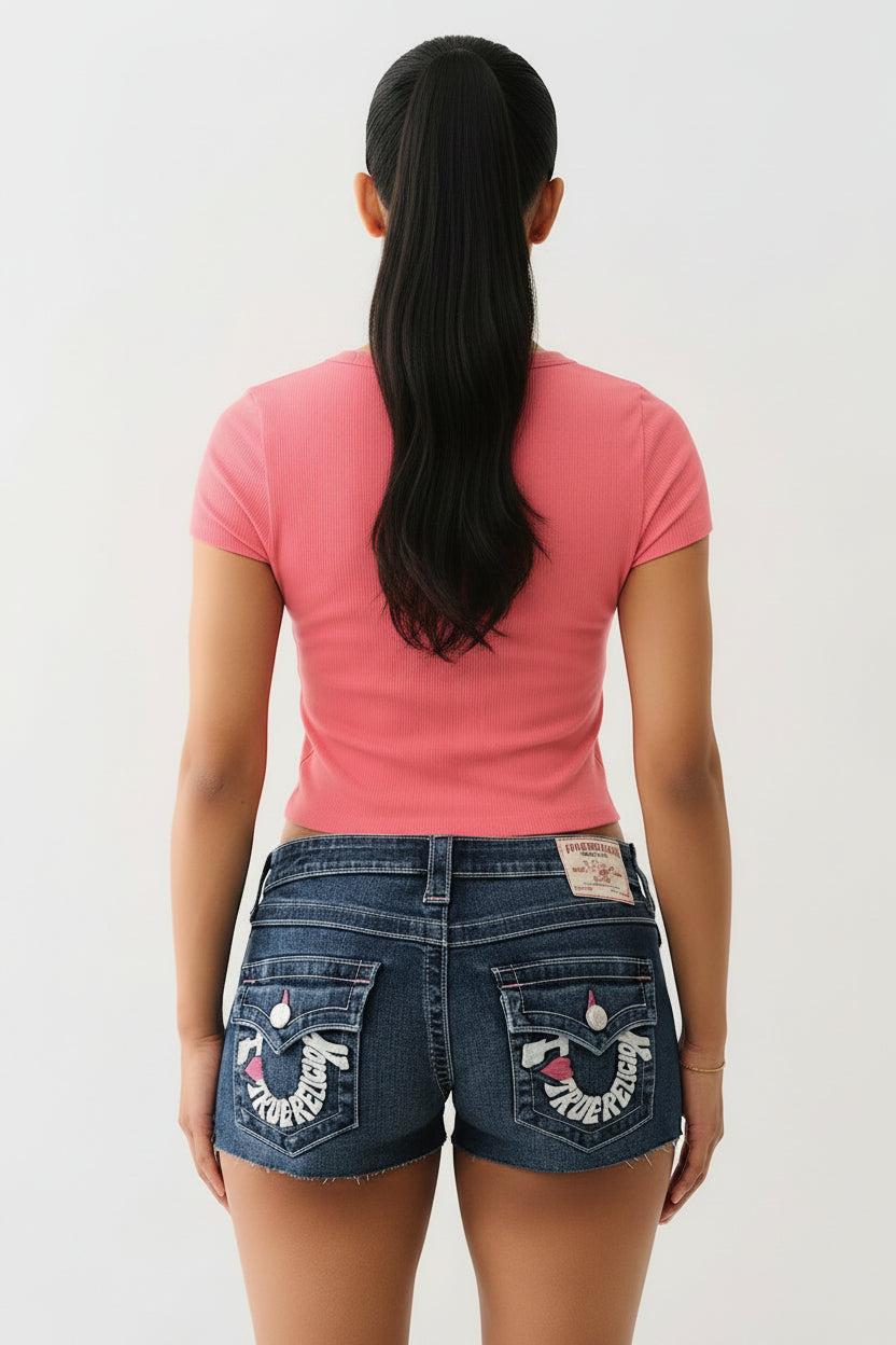 TRUE RELIGION Half Zip Ribbed Top