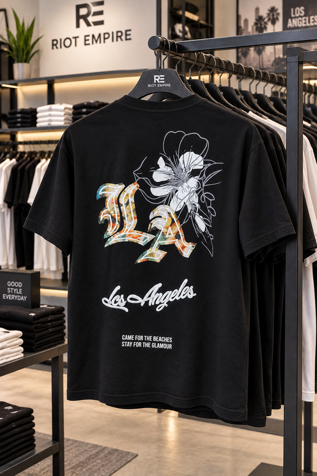 RIOT EMPIRE Men's Los Angeles Graphic T-Shirt – Black
