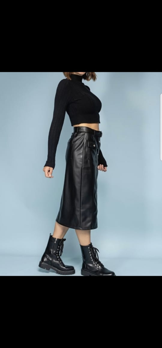 Leather Midi Skirt#1