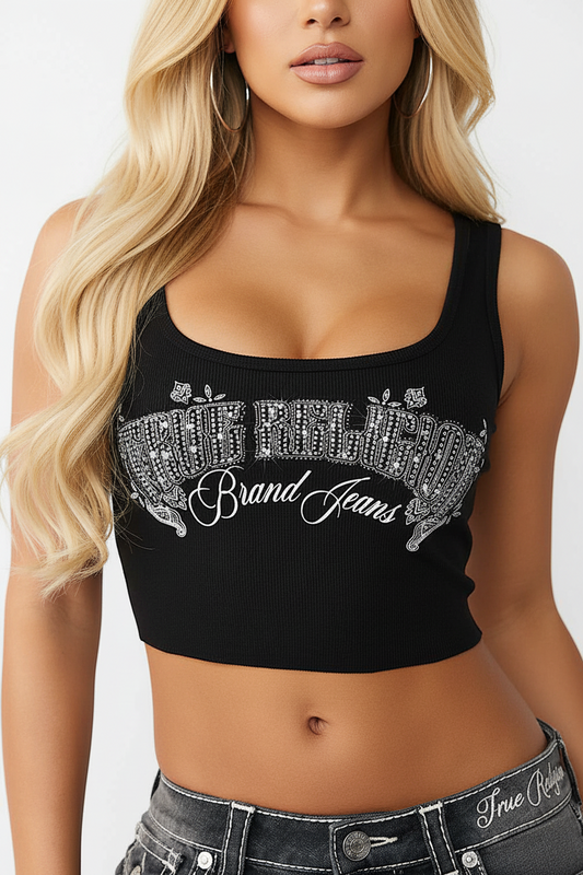 TRUE RELIGION Crystal Ribbed Tank