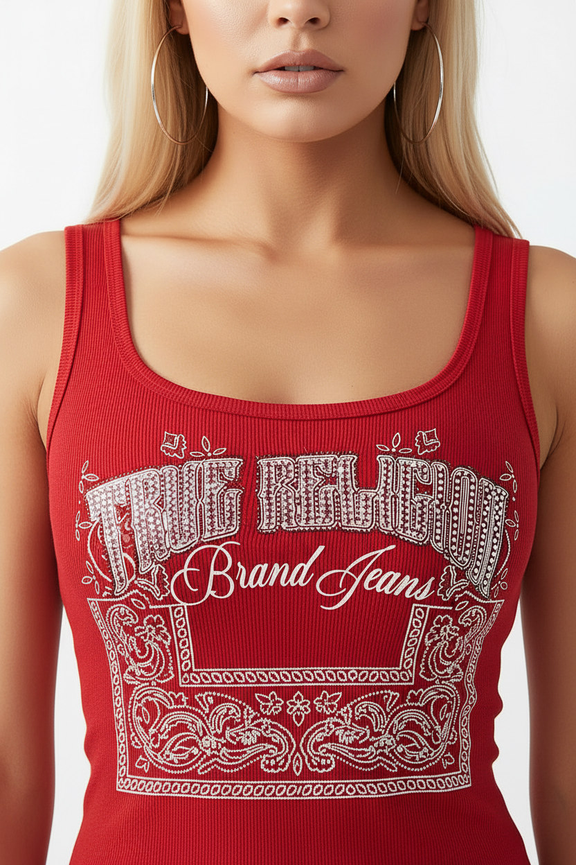 TRUE RELIGION Crystal Ribbed Tank