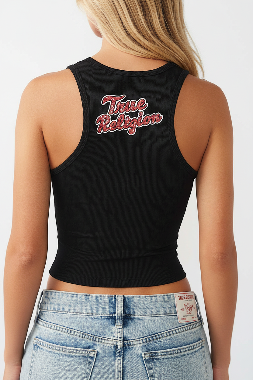 TRUE RELIGION Crystal Sporty Ribbed Tank Top