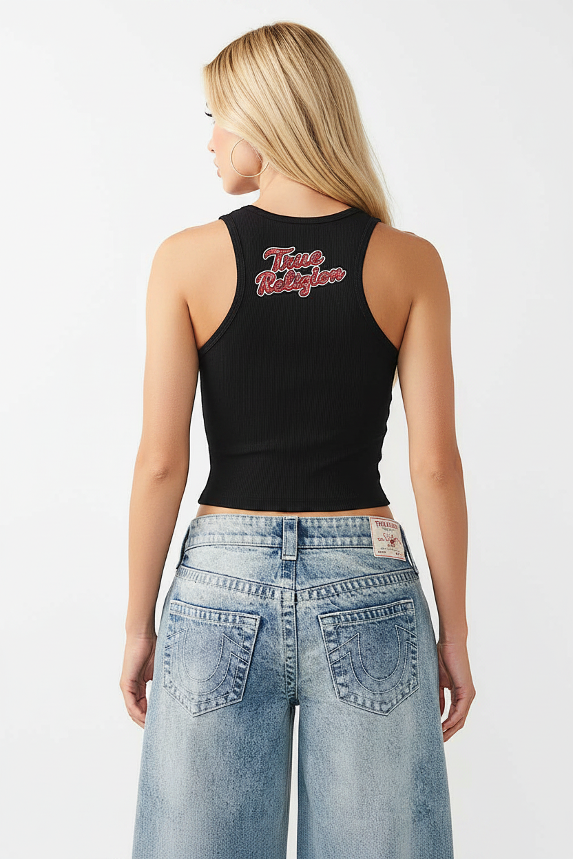 TRUE RELIGION Crystal Sporty Ribbed Tank Top