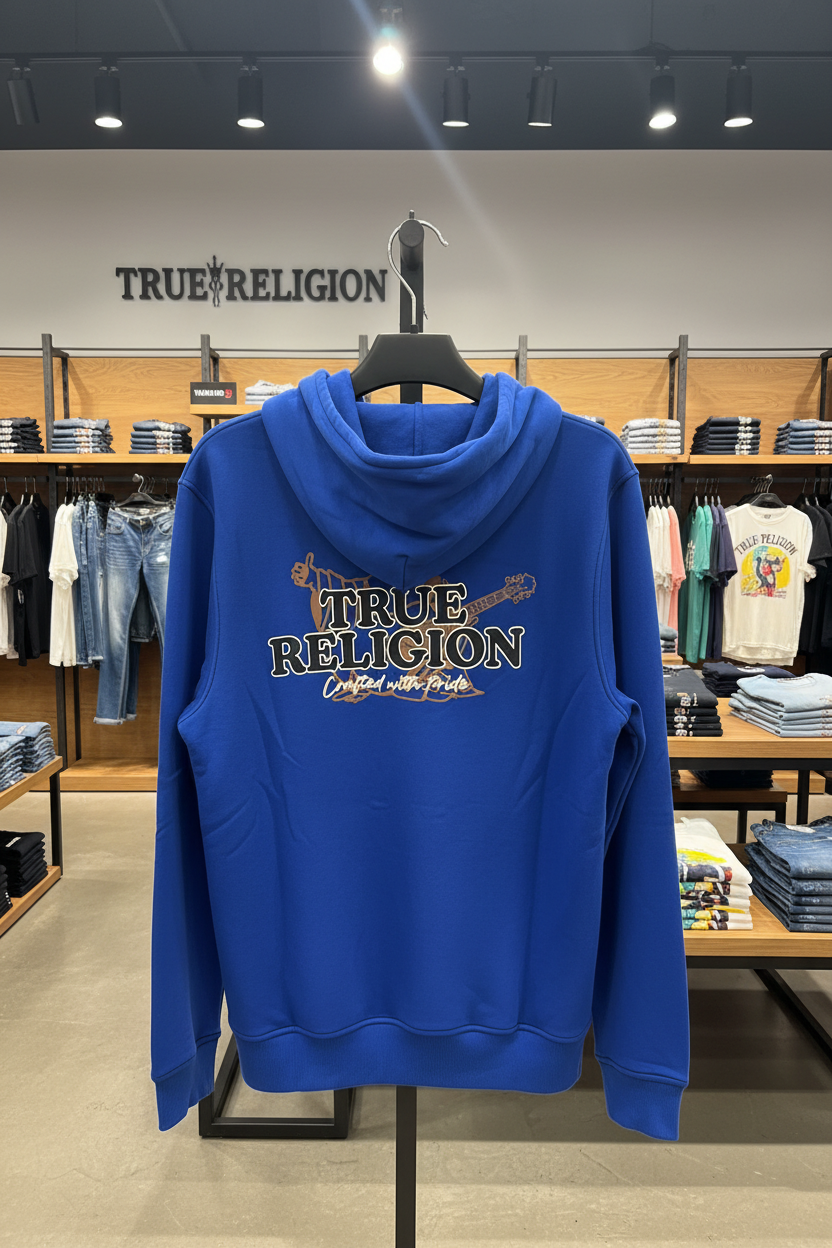 TRUE RELIGION Men Sweater Oversize Contrast TR Zip Hoodie