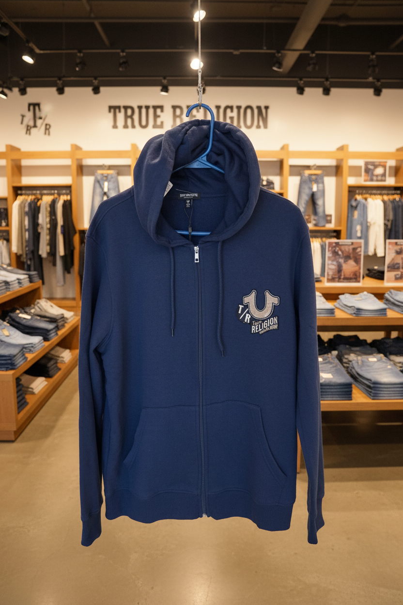 TRUE RELIGION Men Sweater EMB Patch HS Zip Hoodie