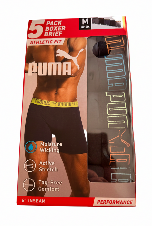 PUMA Men’s 5-Pack Athletic Fit Boxer Briefs