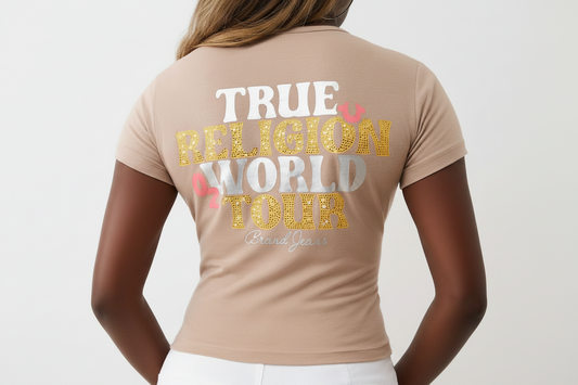 TRUE RELIGION Crystal World Tour Baby Tee