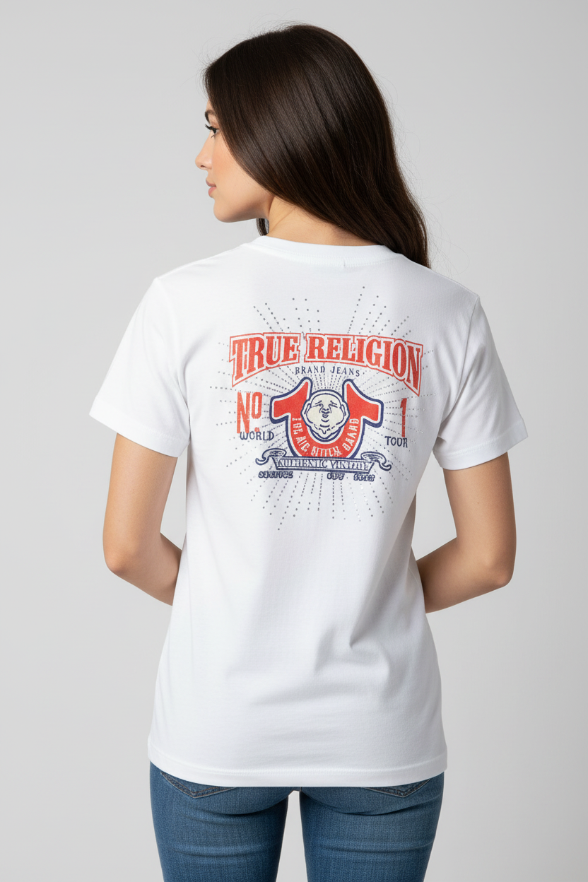 TRUE RELIGION Girls Crystal Vintage Logo Tee