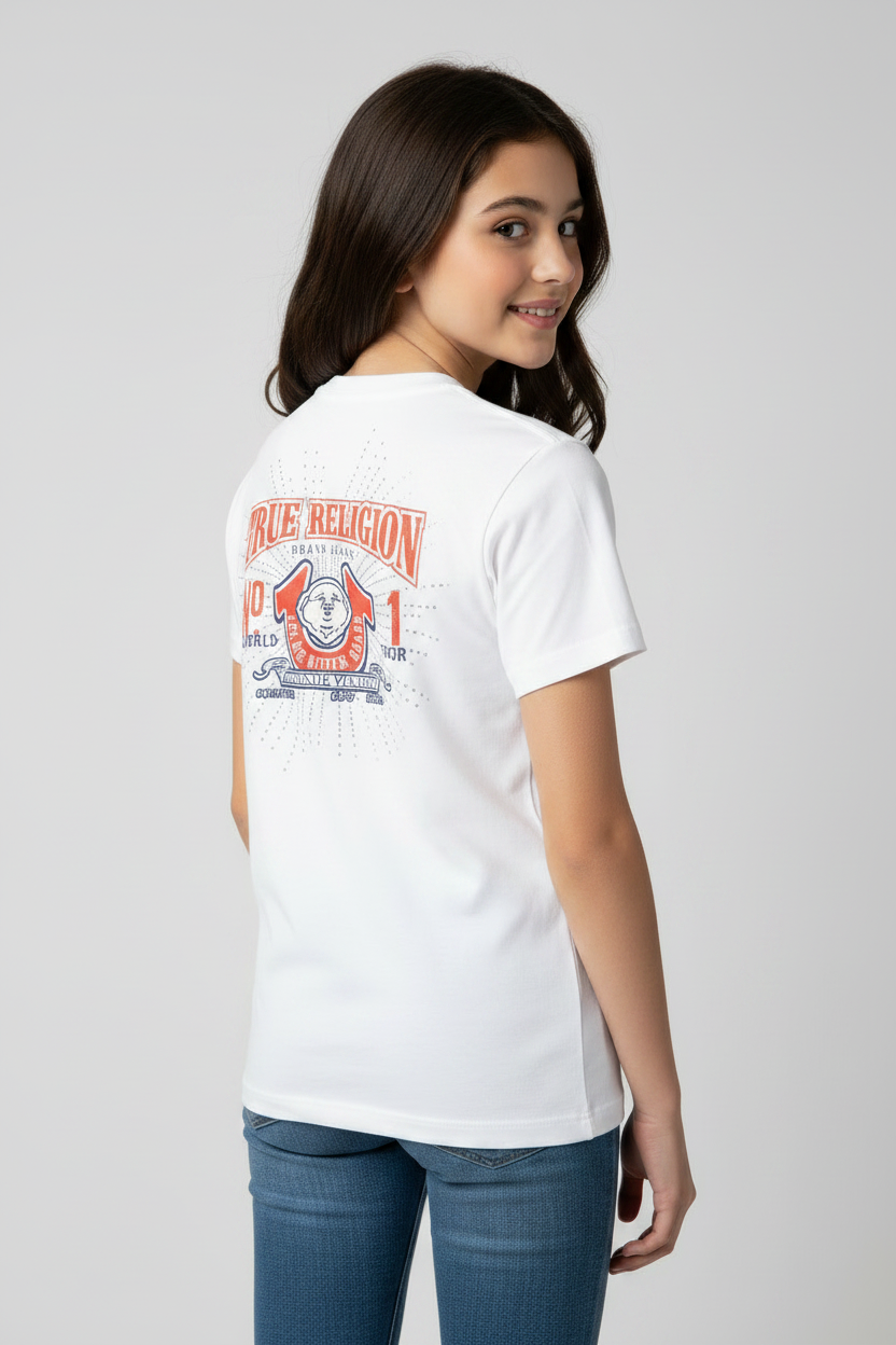 TRUE RELIGION Girls Crystal Vintage Logo Tee