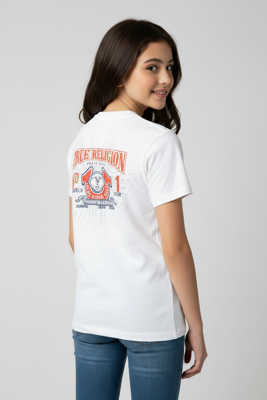 TRUE RELIGION Girls Crystal Vintage Logo Tee