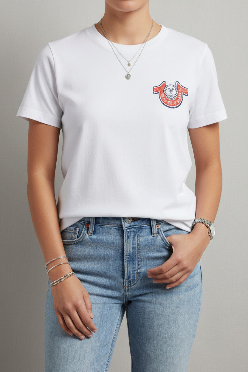 TRUE RELIGION Girls Crystal Vintage Logo Tee