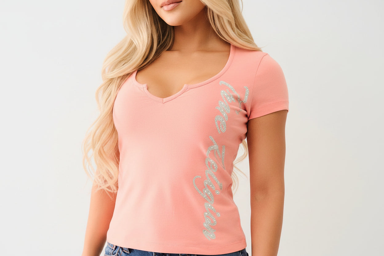 TRUE RELIGION Crystal True Religion V Notch Tee