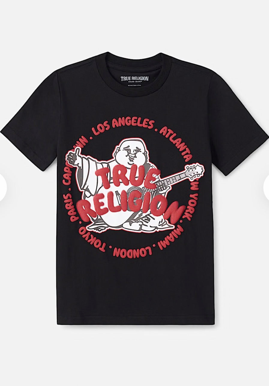 TRUE RELIGION Boys Gobal Logo Buddha Tee