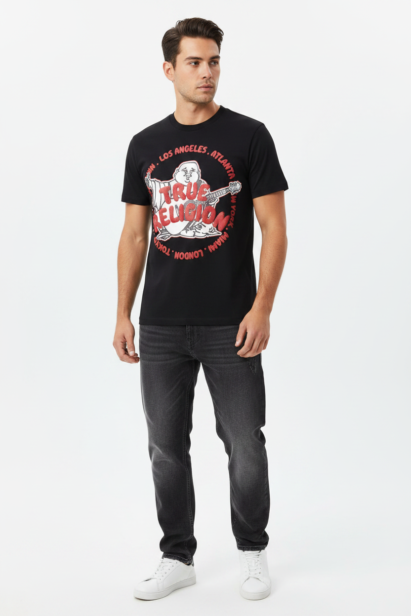TRUE RELIGION Boys Gobal Logo Buddha Tee