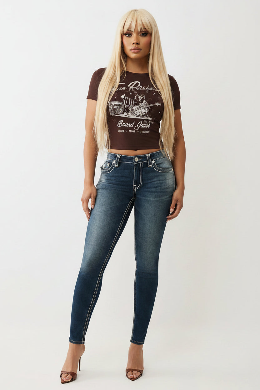 TRUE RELIGION Crystal Buddha Baby Tee