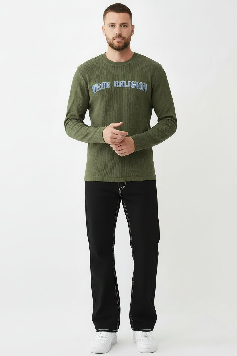 TRUE RELIGION Denim Logo Long Sleeve Thermal Tee
