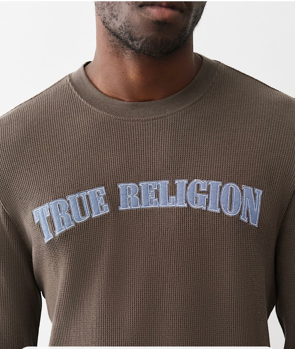 TRUE RELIGION Denim Logo Long Sleeve Thermal Tee