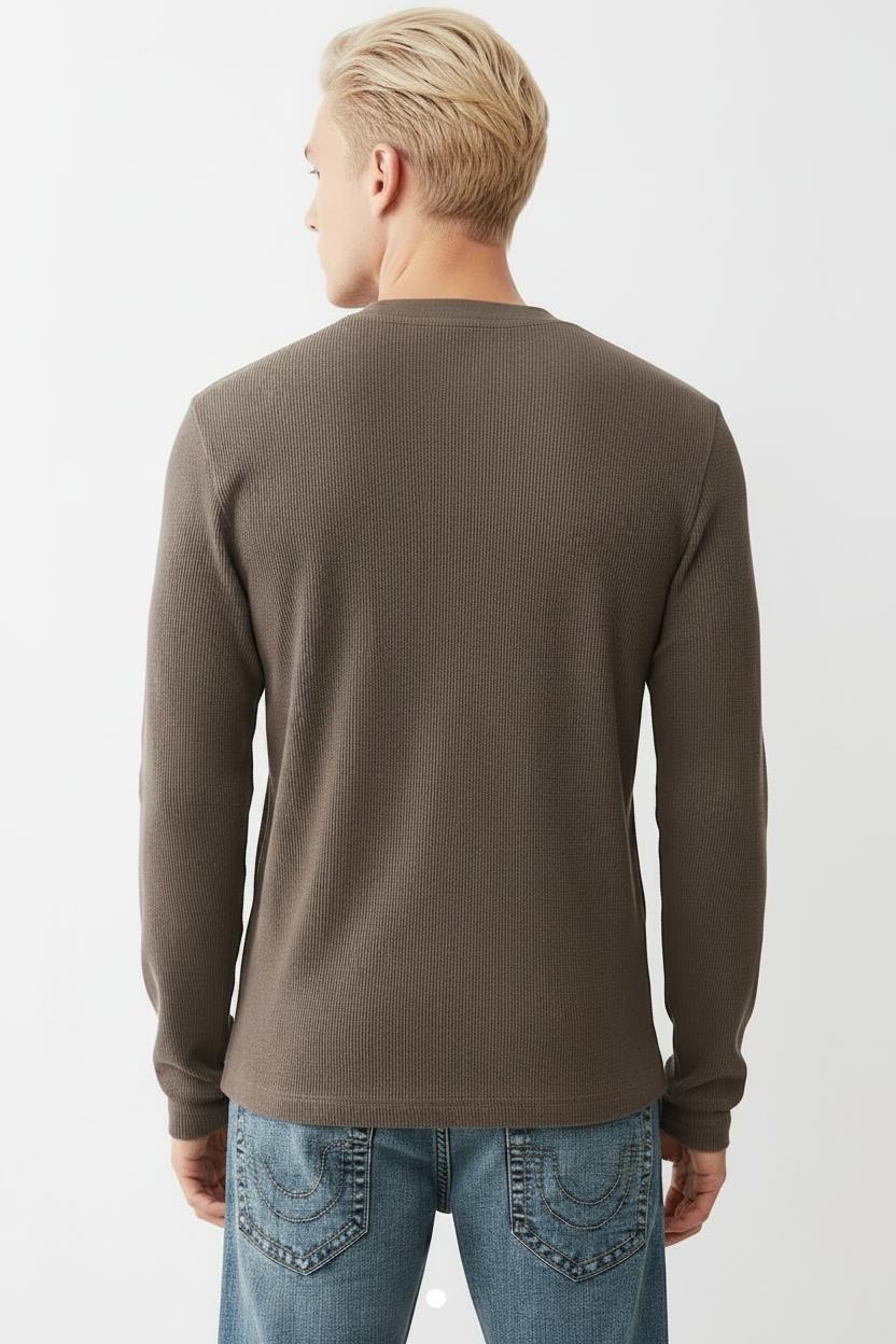 TRUE RELIGION Denim Logo Long Sleeve Thermal Tee