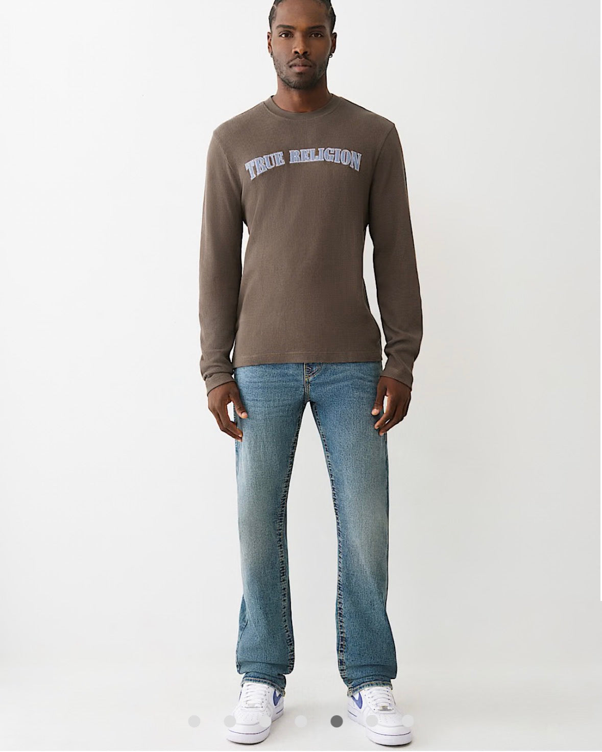 TRUE RELIGION Denim Logo Long Sleeve Thermal Tee