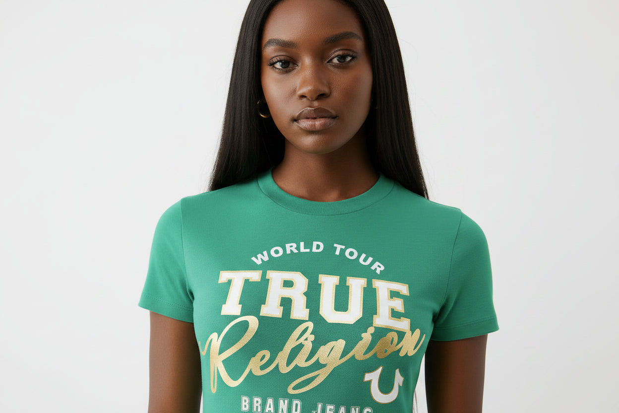 TRUE RELIGION Metallic Logo Baby Tee