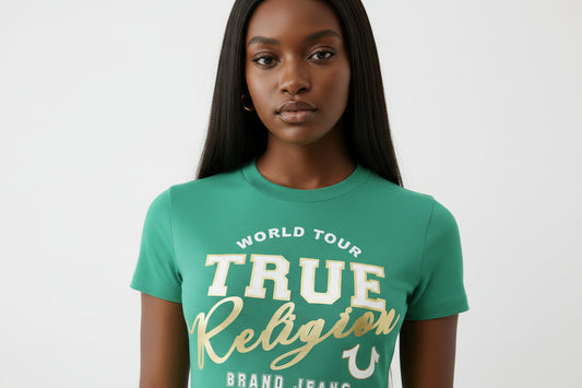 TRUE RELIGION Metallic Logo Baby Tee