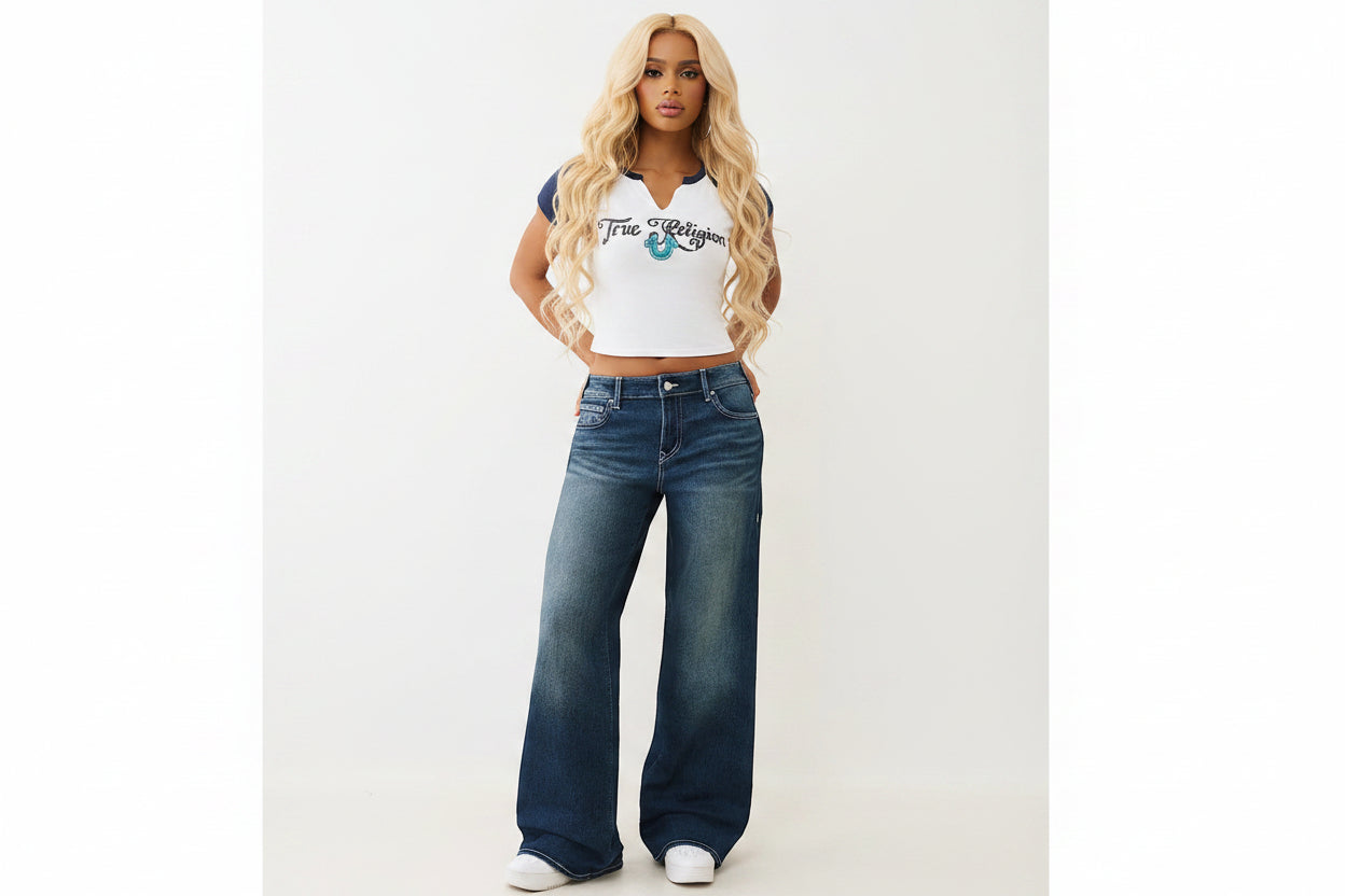 TRUE RELIGION Horseshoe Notch Raglan Tee