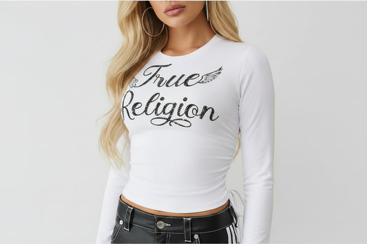 TRUE RELIGION Crystal Side Ruched Baby Long Sleeve Tee