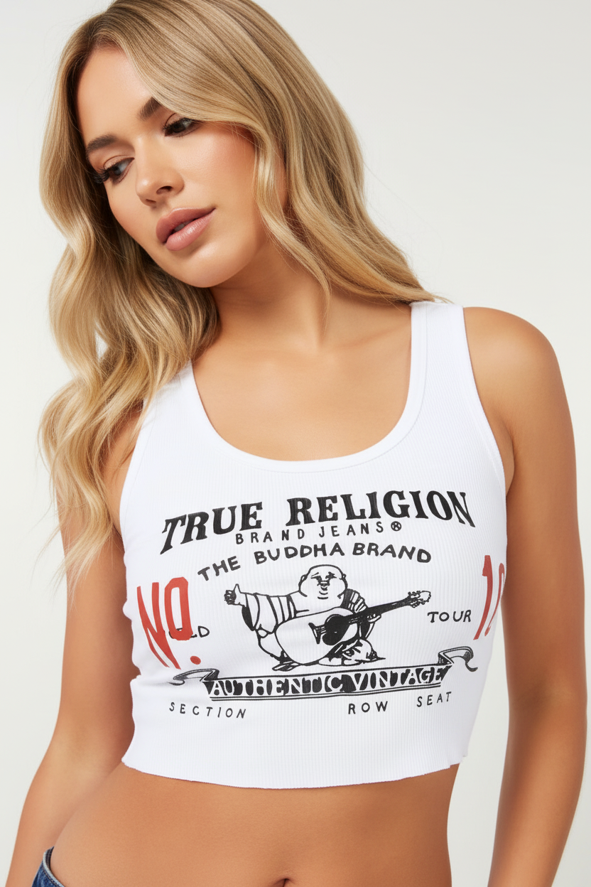TRUE RELIGION Heritage Logo Crop Tank