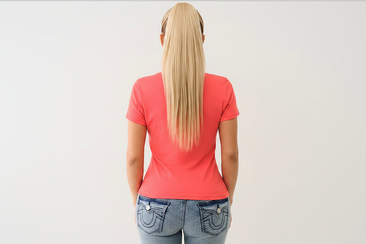 TRUE RELIGION Vertical Logo V Neck Tee