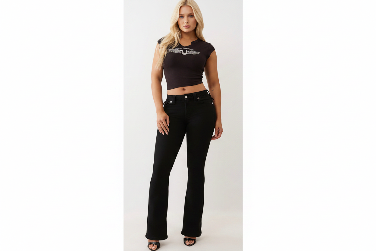 TRUE RELIGION Crystal V Notch Side Ruch Top