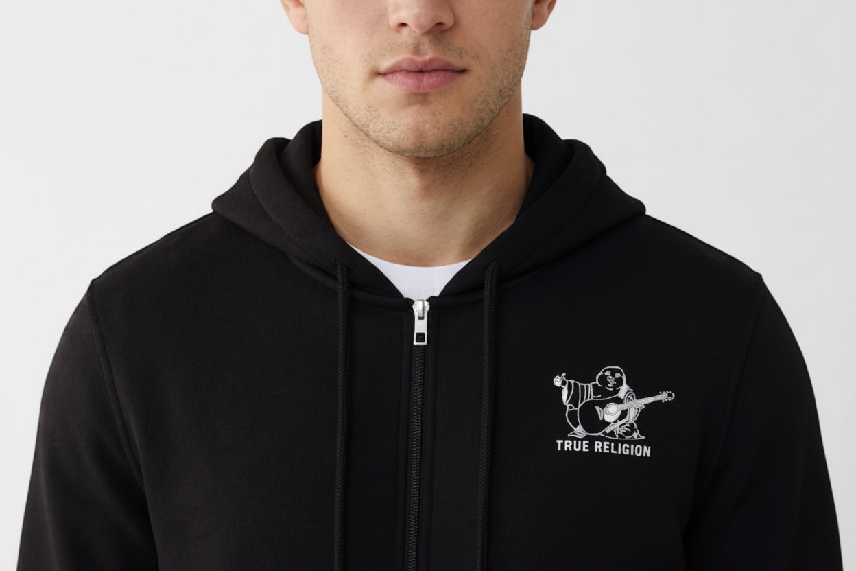 TRUE RELIGION Fashion Senses Logo Zip Hoodie