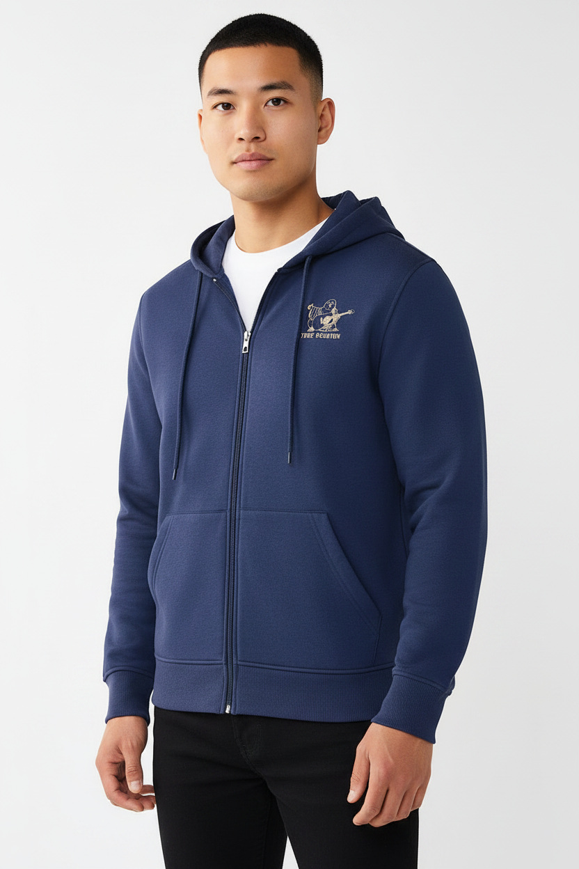 TRUE RELIGION Fashion Senses Logo Zip Hoodie