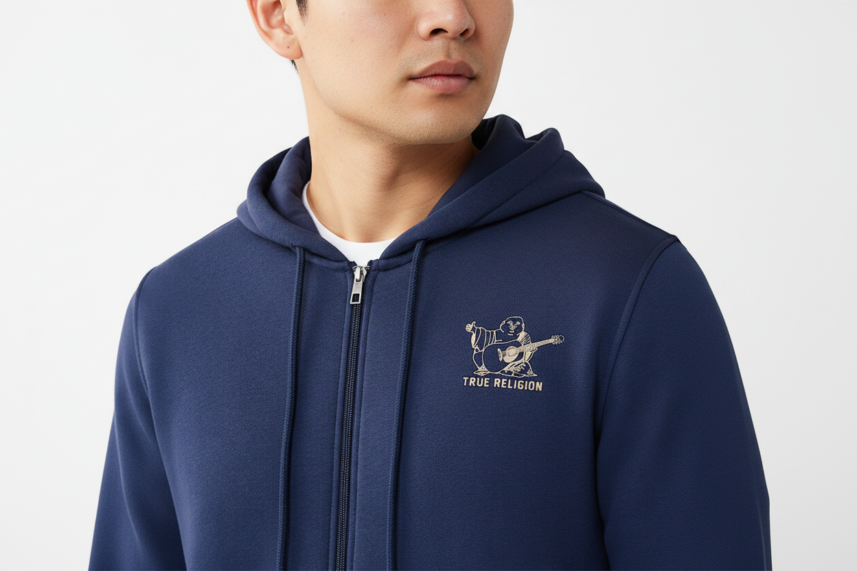 TRUE RELIGION Fashion Senses Logo Zip Hoodie