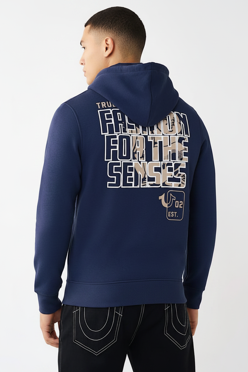 TRUE RELIGION Fashion Senses Logo Zip Hoodie