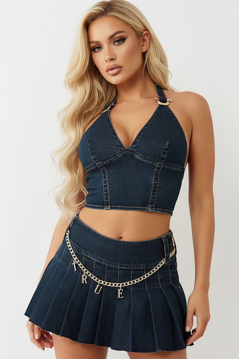 TRUE RELIGION Denim Halter Top
