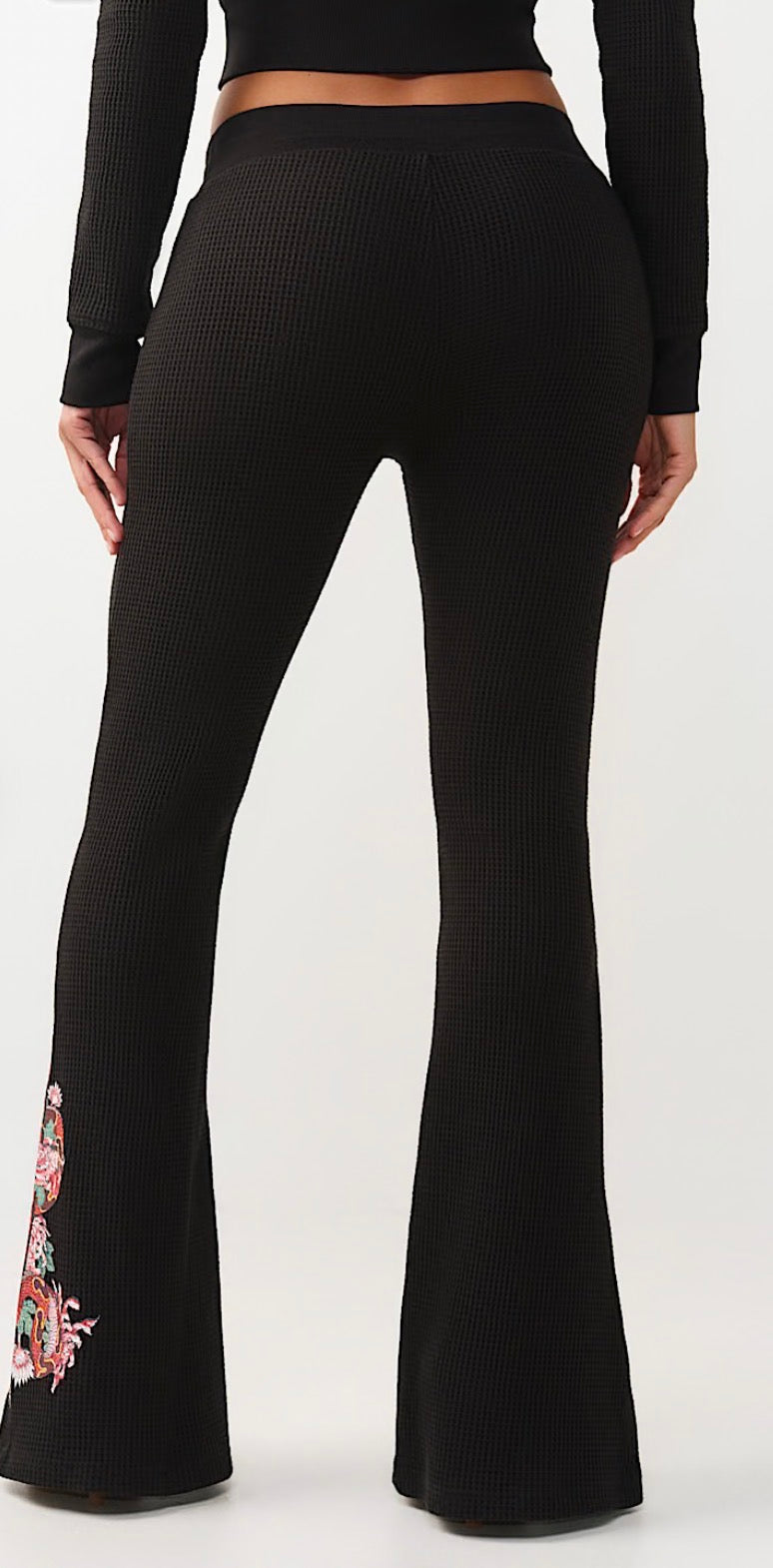TRUE RELIGION Mid Rise Waffle Knit Flared Pant
