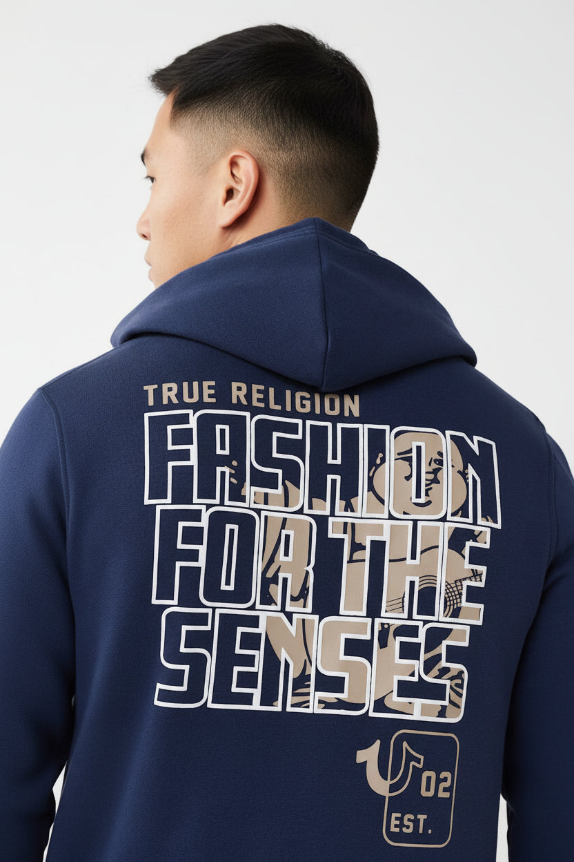 TRUE RELIGION Fashion Senses Logo Zip Hoodie