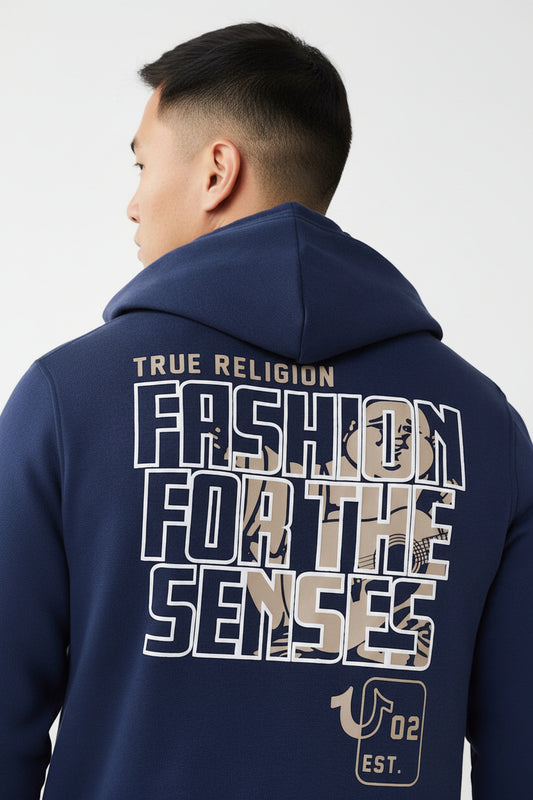 TRUE RELIGION Fashion Senses Logo Zip Hoodie