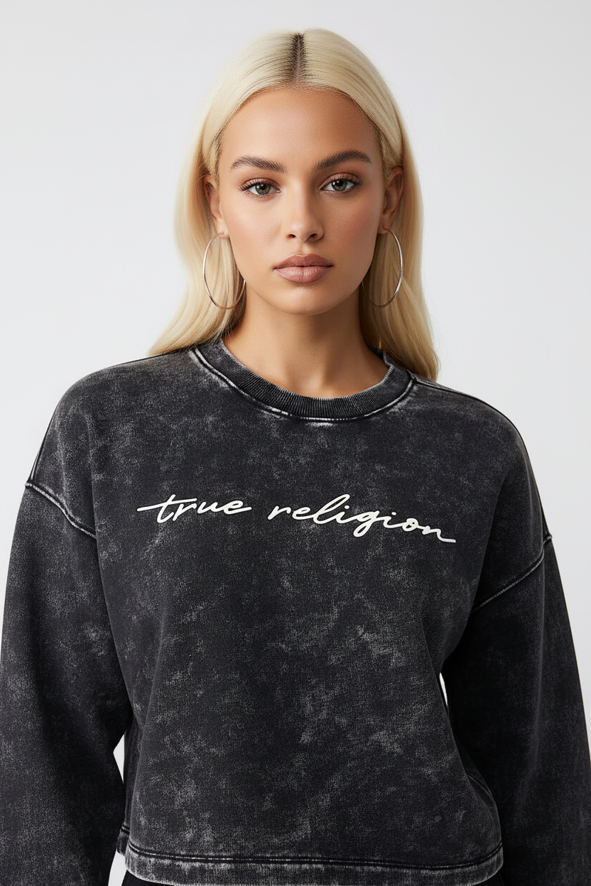 TRUE RELIGION Washed Crewneck Pullover