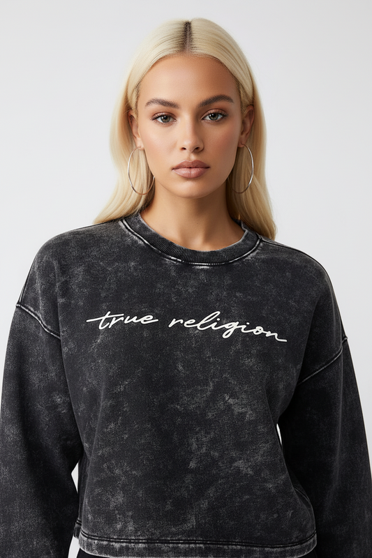 TRUE RELIGION Washed Crewneck Pullover