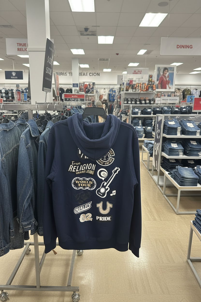 TRUE RELIGION Men Sweater EMB Patch HS Zip Hoodie