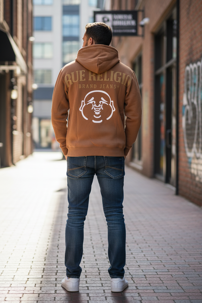 TRUE RELIGION Men Sweater Oversize TR Buddha Zip Hoodie