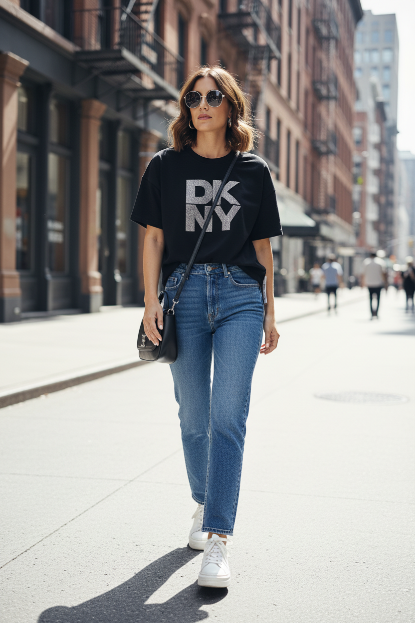 DKNY Women’s Crystal Logo T-Shirt