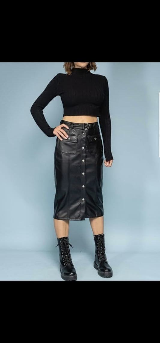 Leather Midi Skirt#1