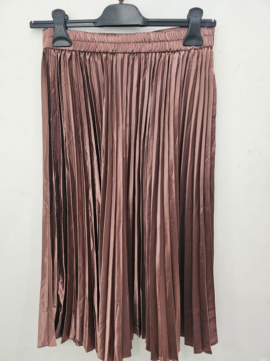 Pleated Satin Midi Skirt#1