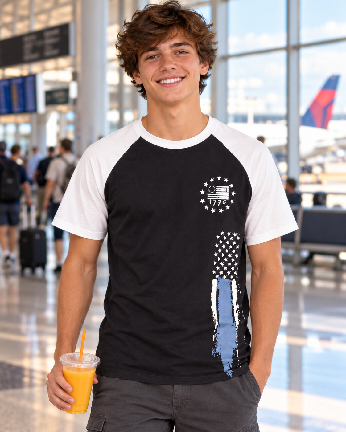 1776 Americana Raglan Graphic T-Shirt – Black & White